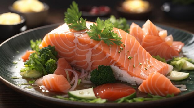 Realistisch Japans voedsel zalm sashimi rauw