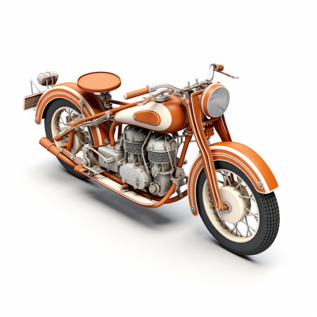 Realistisch oranje retro motorfiets 3d isometrisch model