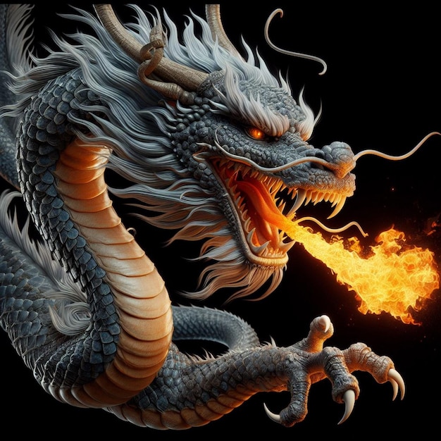 Realistisch portret van de Chinese draak illustratie van de Chinese Draak