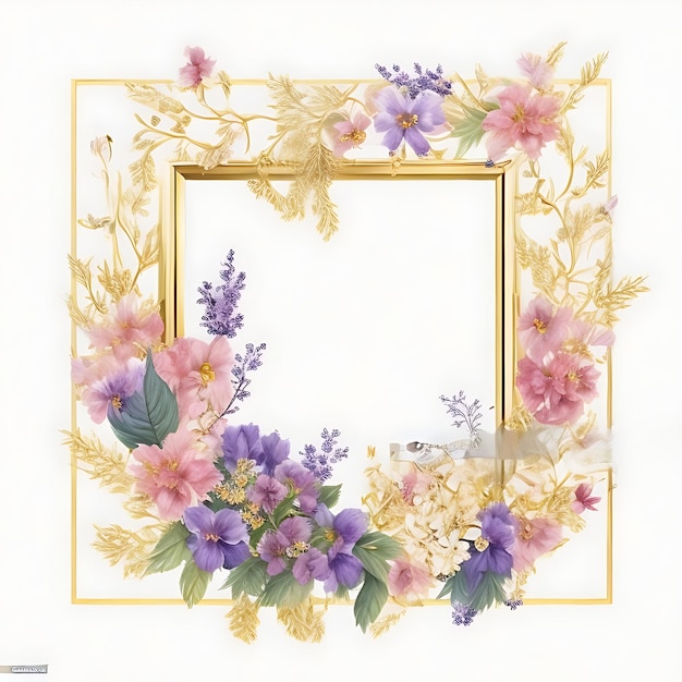 Realistisch rechthoekig frame met kleine bloemen