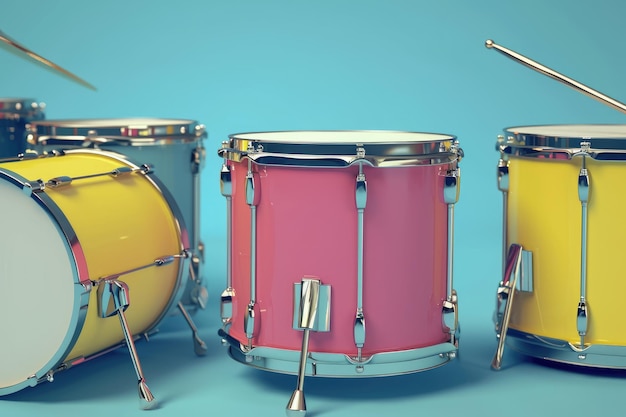 Realistische 3D drum kit rendering generatief door ai