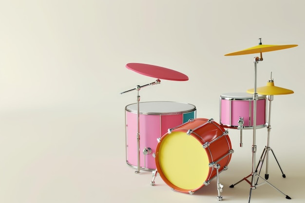 Realistische 3D drum kit rendering generatief door ai