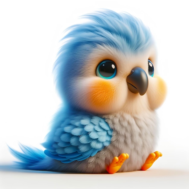 Realistische 3D-illustratie van een schattige cartoon papegaai