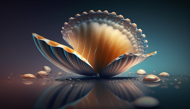 Realistische 3D kleurrijke Clam shell vector illustratie afbeelding Ai gegenereerde kunst