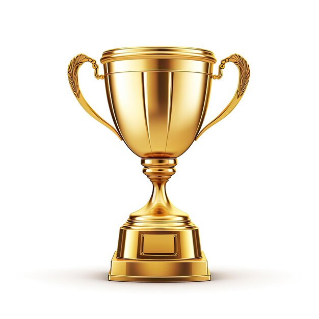 Realistische 3D Trophy cup op minimale achtergrond Vector illustratie