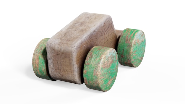 Realistische 3D-weergave van houten speelgoed