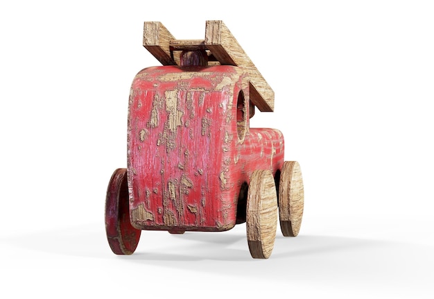 Realistische 3D-weergave van houten speelgoed