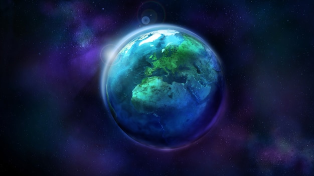 Realistische aarde vanuit de ruimte met Afrika, Europa en Azië