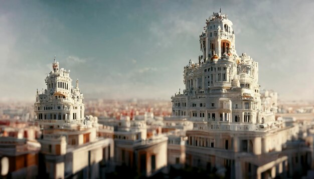 Realistische afbeeldingsarchitectuur van de stad Madrid