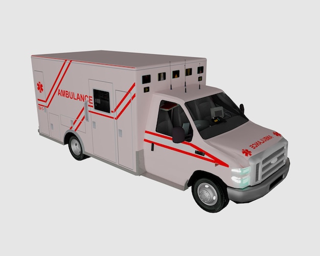 realistische ambulance 3d render. medisch icoon