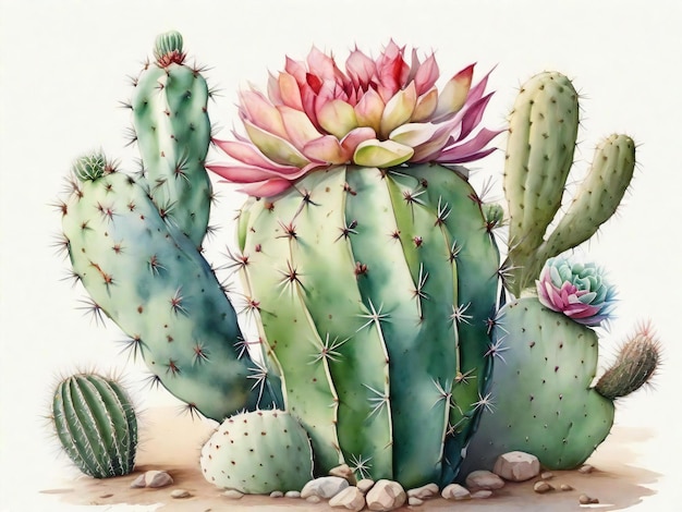 realistische aquarel cactus op witte achtergrond