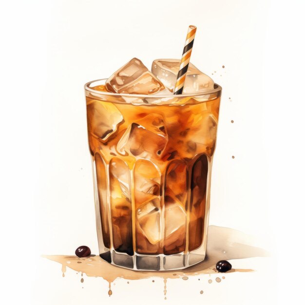 Realistische aquarel illustratie van een koffie cocktail