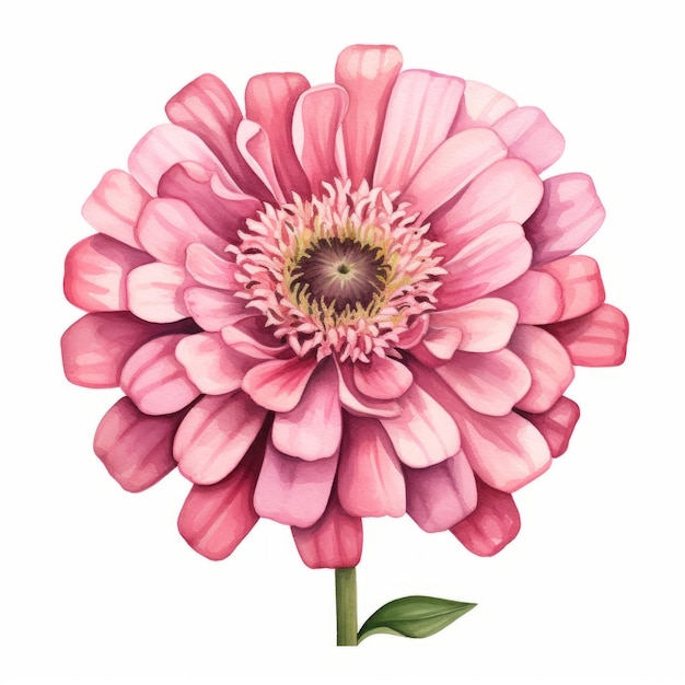 Realistische aquarel roze Zinnia bloem clipart