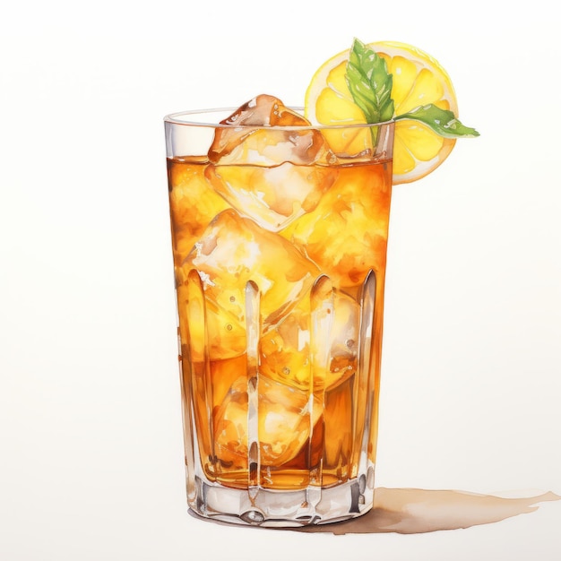 Realistische aquarelillustratie van een Arnold Palmer-cocktail