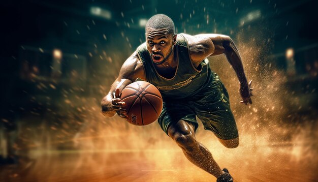 Realistische basketbal gameplay fotoshoot