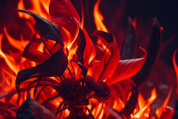 Foto realistische brandende vlammen met zwarte perfecte kleurencombinatie van vuurvlokkenlicht
