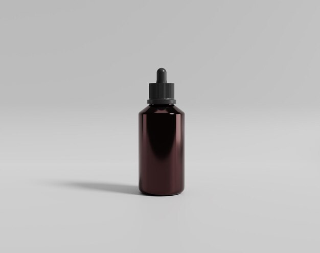 Realistische bruine plastic fles, madicine glazen fles, 3D-rendering, 3d illustratie, rendering