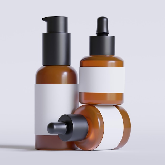 Realistische cosmetische fles op grijze achtergrond