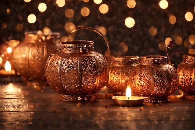 Realistische diya lampen en Diwali decoraties