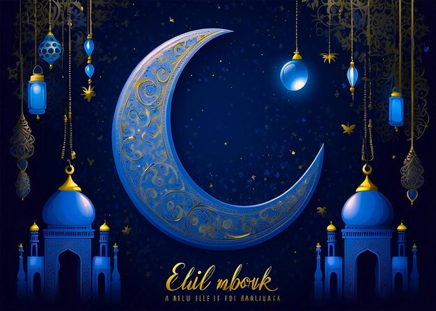 Realistische driedimensionale eid Mubarak achtergrond