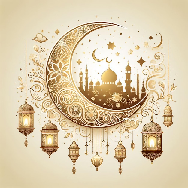 Realistische driedimensionale Ramadan Kareem illustratie