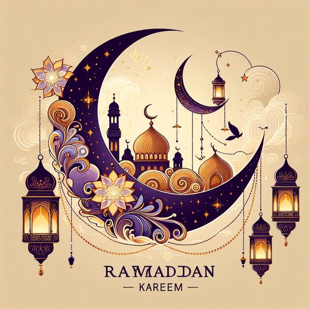 Realistische driedimensionale Ramadan Kareem illustratie