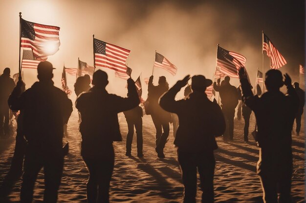 Foto realistische en filmische usa vlag zwaaien de mensen