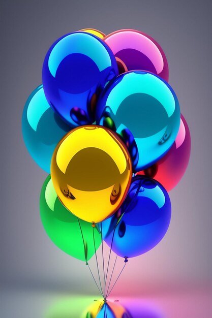 Foto realistische felkleurige ballonnen op de achtergrond