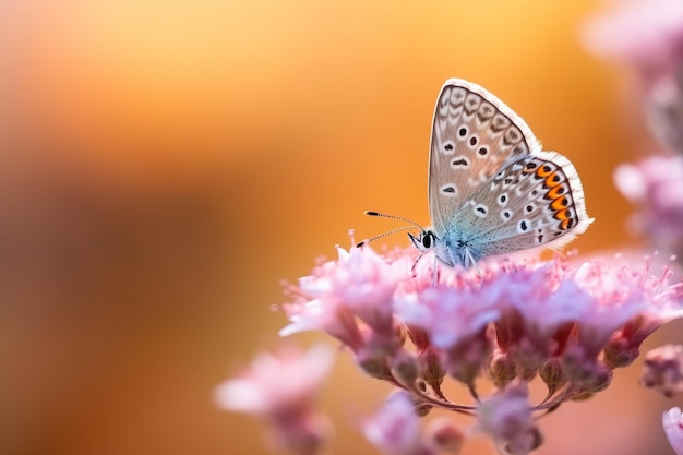 Realistische foto plebejus argus kleine vlinder op een bloem