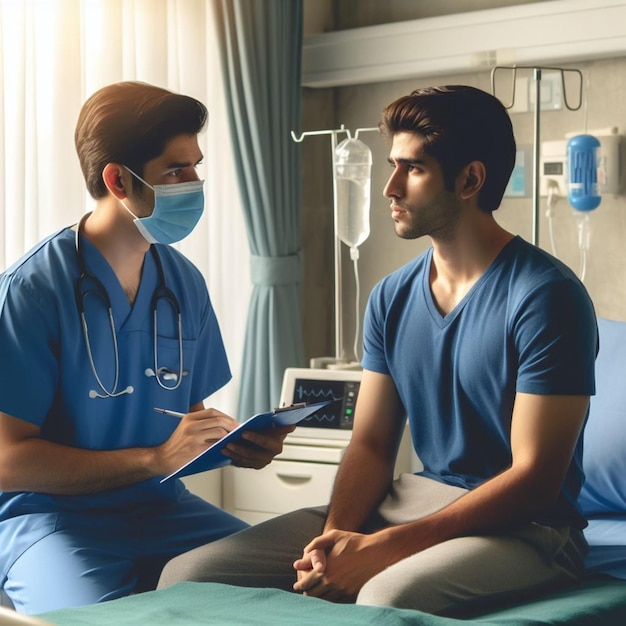 Realistische foto van arts en patiënt