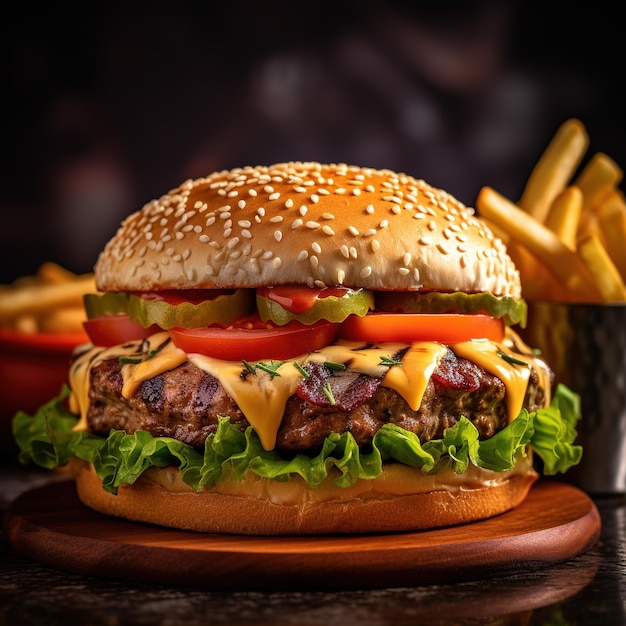 Realistische foto van Hamburger CloseUp Food Photography