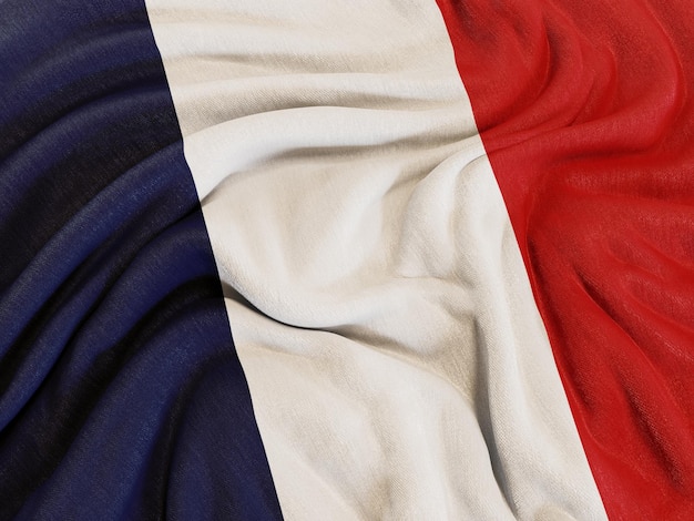 Realistische Franse vlag op stof achtergrond
