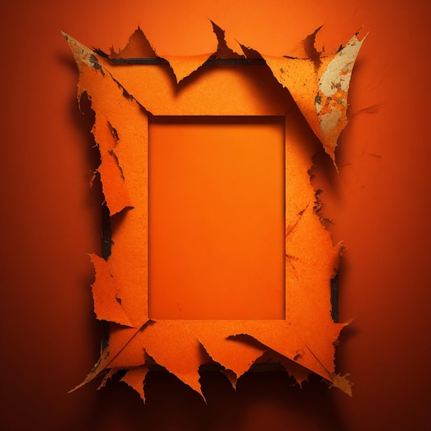 Realistische gescheurde ripper oranje papier frame achtergrond