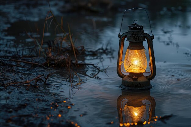 Foto realistische gloeiende lantaarn verlicht voor ramadan en eid concept