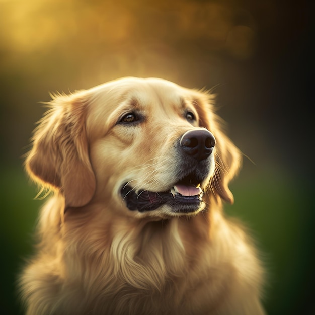 Realistische golden retrieverhond op verrukkelijke natuurlijke openluchtachtergrond