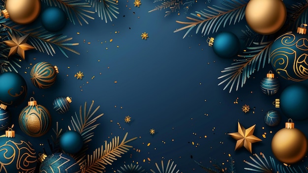 Realistische gouden kerstbanner achtergrond met kerstversiering