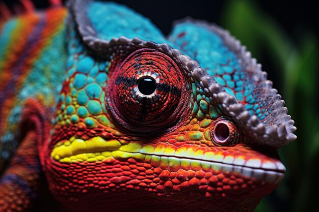 Foto realistische groene chameleon close-up digitale tuindier generate ai