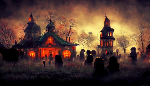 Realistische halloween festival illustratie. Halloween nacht foto's voor muur paper.3D illustratie.