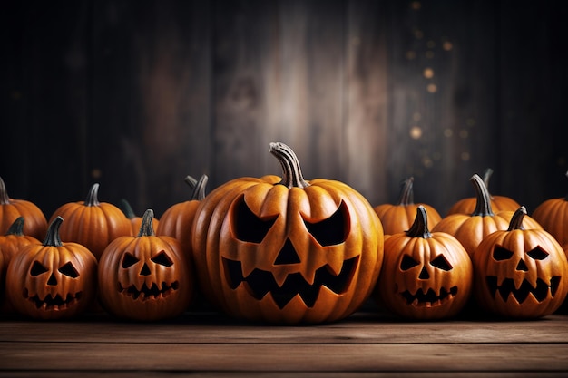 Realistische Halloween-pompoenachtergrond Omarm het griezelige seizoen gemaakt met generatieve AI