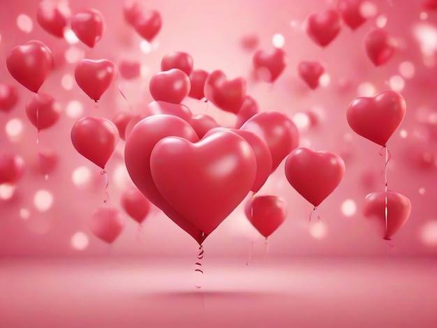 Realistische harten van Valentijnsdag vormen de achtergrond