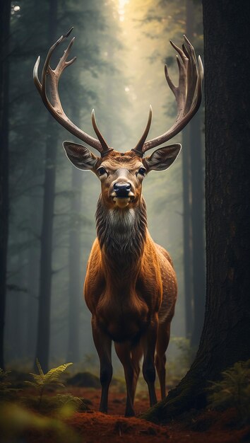 Realistische herten met een natuurachtergrond