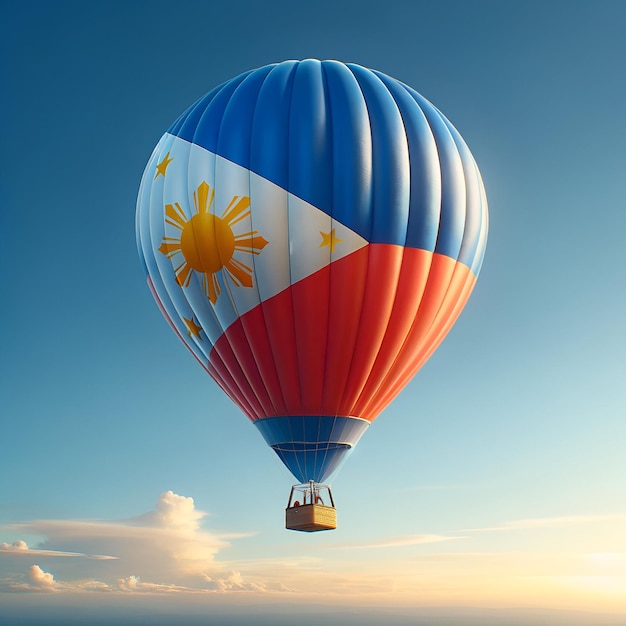 Realistische illustratie van een luchtballon in de kleuren van de Filippijnse vlag
