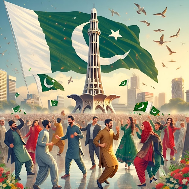 realistische illustratie van pakistan dag