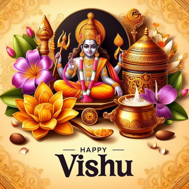 Realistische illustratie voor het vieren van het Vishu-festival
