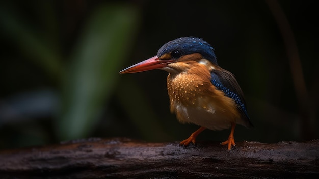 Realistische kikkerfotografie van de dwergijsvogel uit Madagaskar