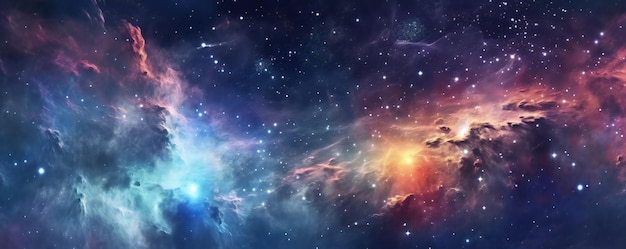 Realistische kleurrijke kosmos met nevel en melkweg Blauwe melkwegachtergrond