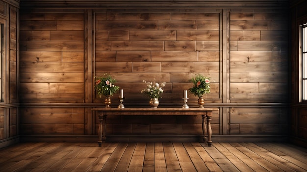 Realistische lege houten muur en houten vloer