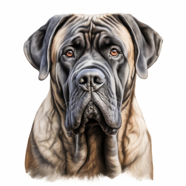 Realistische Mastiff hond tekening in Trompe L39oeil stijl