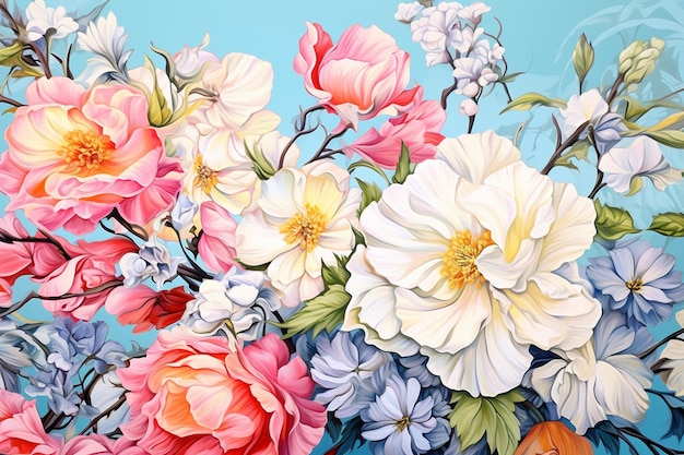 Realistische met de hand geschilderde bloemen achtergrond