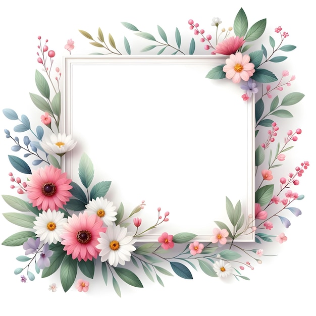 Realistische mooie lente bloemen frame achtergrond